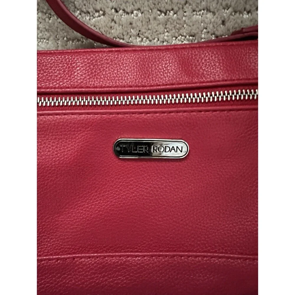 Tyler Rodan Women's Crossbody Red Handbag 3 Sections Zippers Removable Strap